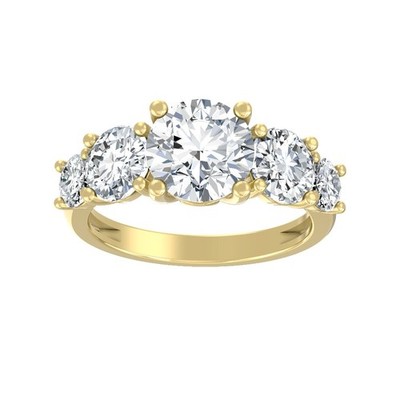 14K Yellow Gold 2Ct Lab Grown Diamond Five-stone Ring Size 7 Gift for Women
