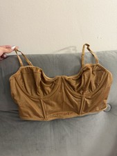 Skims large sheer stretch chai golden balconette corset crop top bustier