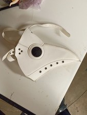 Plague Doctor Bird Mask Long Nose Beak Cosplay Steampunk Halloween White Leather