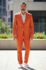 Vintage Walton Clothes 1970's Ugly Orange Halloween Suit 48 Regular