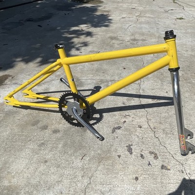 GT Old School BMX Bike Frame and Fork Yellow Chrome Steel Vintage
