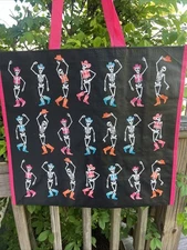 💀Shopping Bag~SKULLS & Dancing SKELETONS~💀~Pirate~reusable Tote~ TJX💀