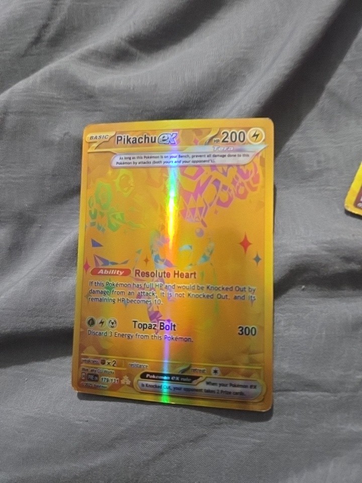 Pikachu ex 179/131 Sv: Prismatic Evolutions Holo, Comes in Sleeve and Top Loader