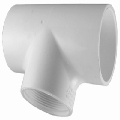 Schedule 40 Pipe Tee, Slip x Slip x Thread, White, 3/4 In. - PVC 02401 0800HA