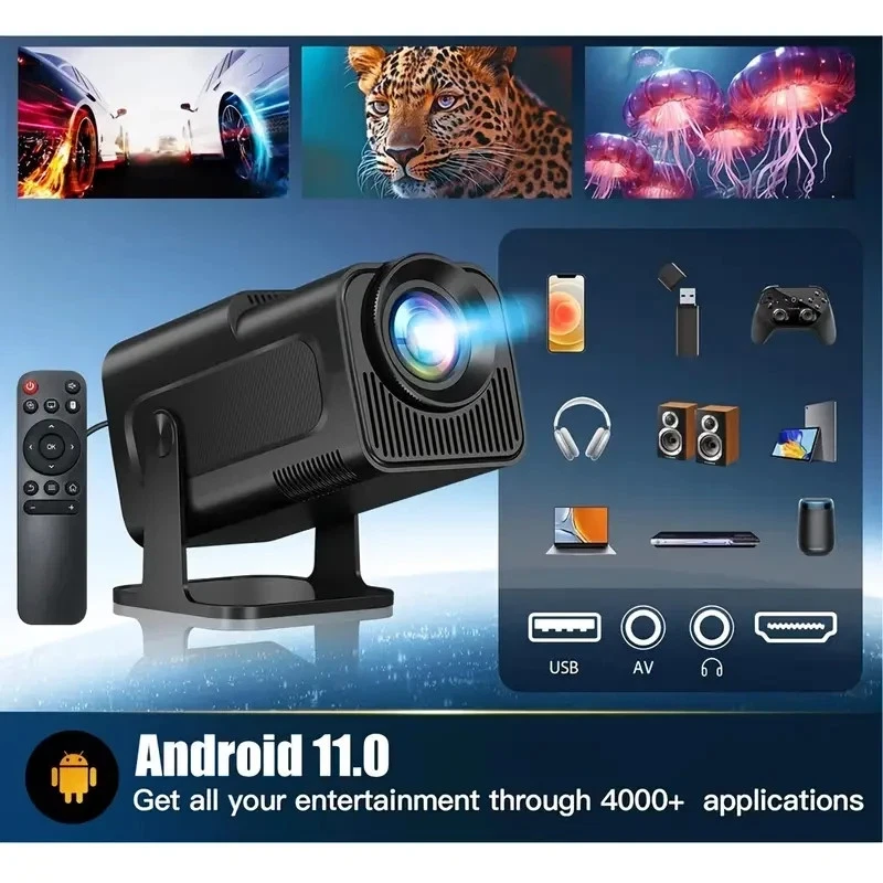 Mini Projector HY320 Portable Projector Support 4K 1080P with Dual-Band WIFI6 5G - Image 2 of 4