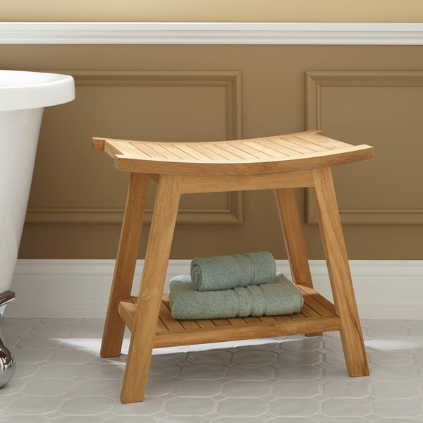 Signature Hardware Tandea Teak Shower Stool