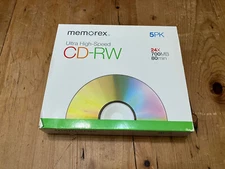 Memorex 5 Pack High Speed Blank CD-RW 12x 700MB/Mo 80 Minutes with Cases