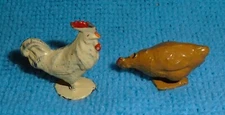Vintage Lead Johillco (John Hill & Co) "Cockerel & Hen" Excellent Cond Free Ship