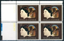 1487 - 1973 8¢ Willa Cather, American Novelist - Plate Block
