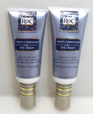 ROC MULTI CORREXION 5 IN 1 EYE CREAM HEXINOL TECHNOLOGY 0.5 OZ NWOB  LOT OF 2
