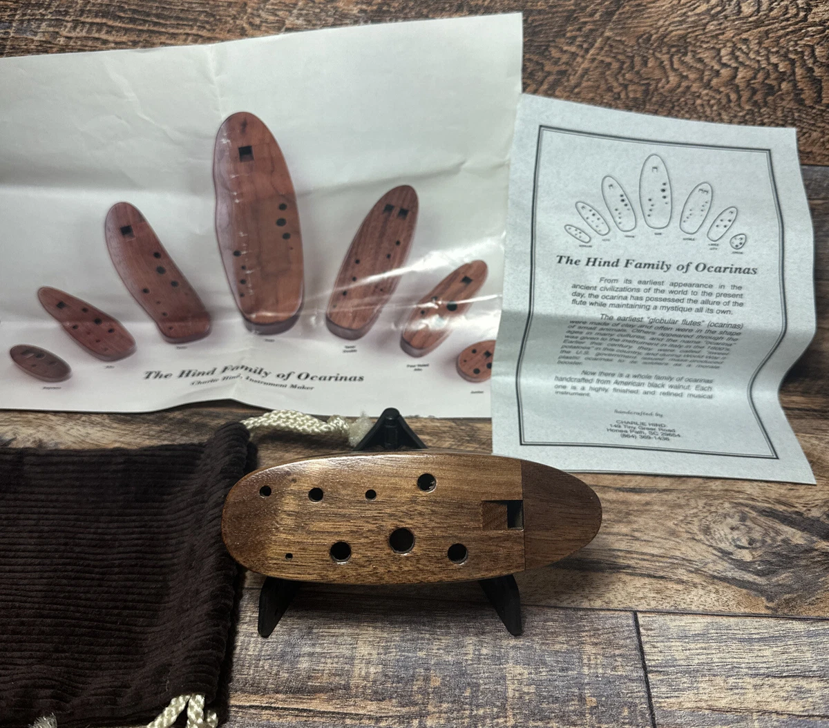 RARE Hind Family American Black Walnut Wood Ocarina Tenor