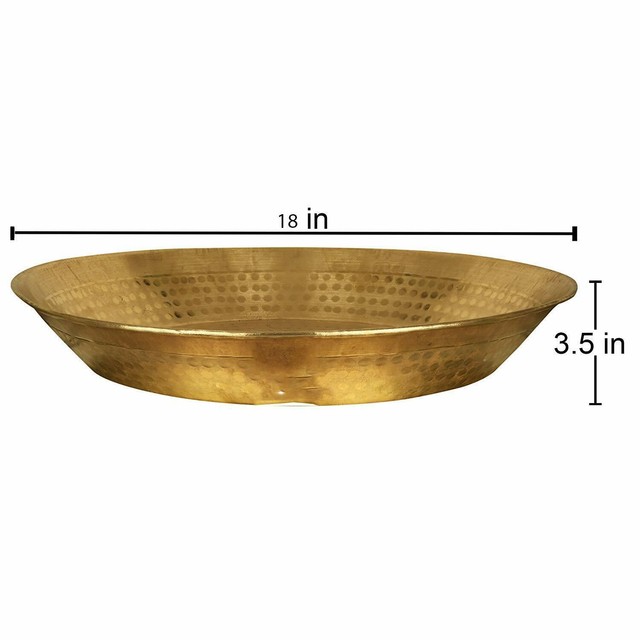 Brass Platter Bowl for Kneading Dough Indian Parat 18 Inch Dia Cooking