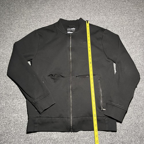 PacSafe Transit Jacket Mens Large Black Full Zip Anti Theft Pocket Travel - Picture 2 of 12