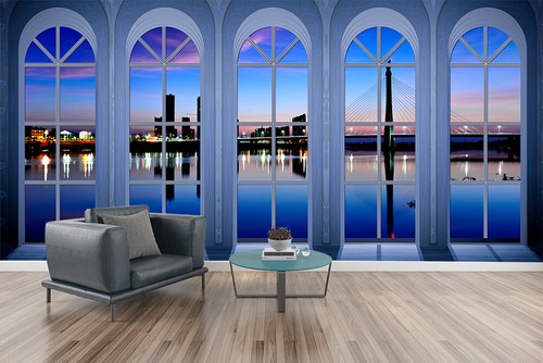 3D Window City Night Scenery Self-Adhesive Wallpaper Wall Murals Large Poster - Picture 5 of 5