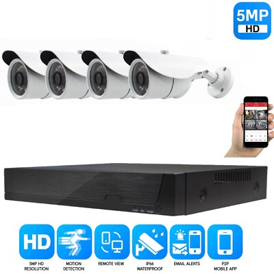 5 MP CCTV SYSTEM KIT ZUHAUSE AUSSENBEREICH SICHERHEIT + 4 KAMERA HD DVR MIT 1 TB HDD KIT