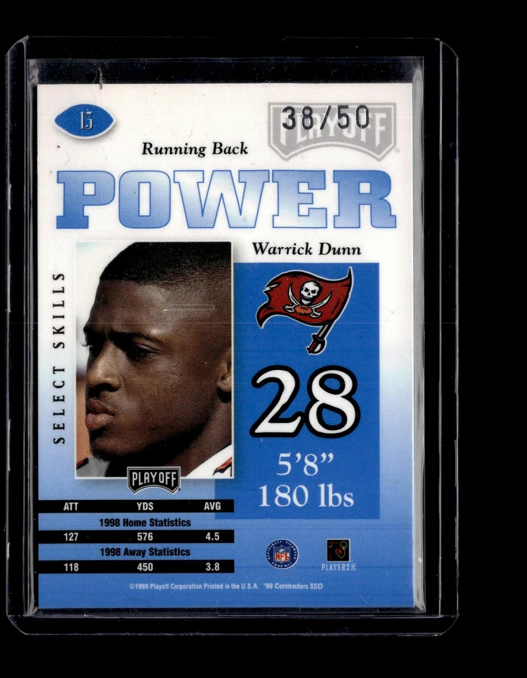 1999 Playoff Contenders SSD Power Blue #13 Warrick Dunn - Image 2 of 2