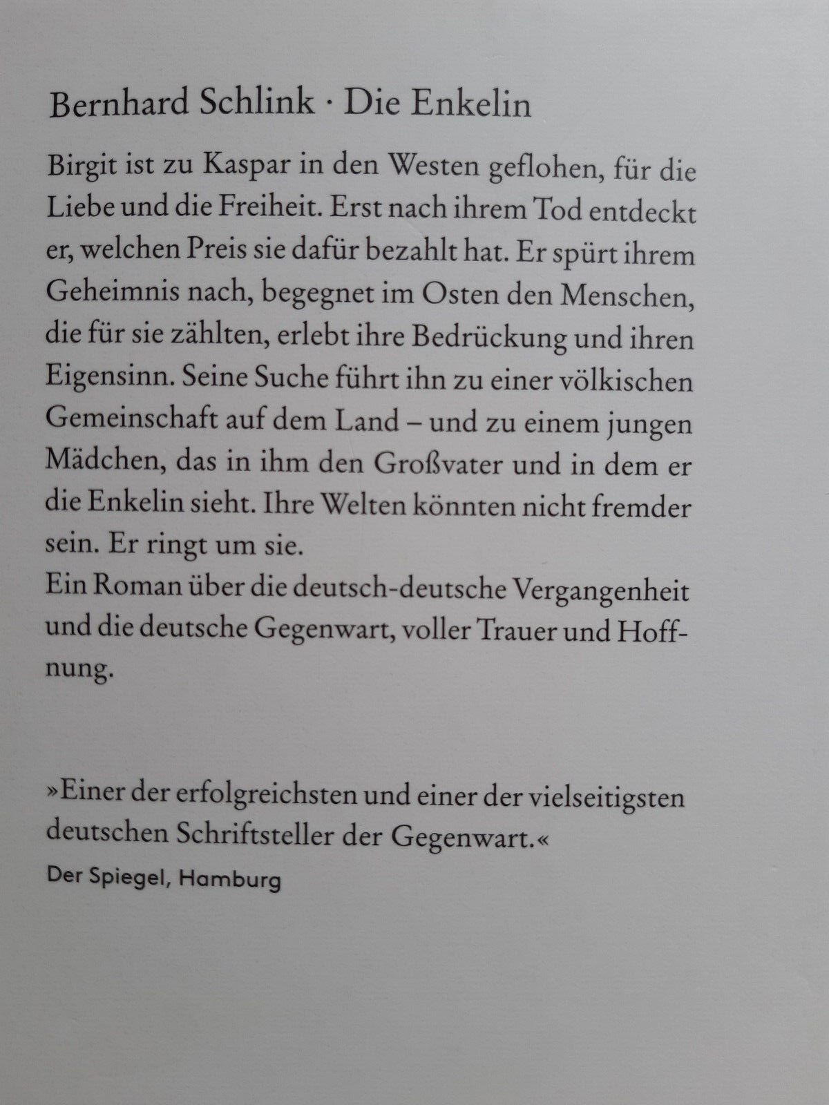 Bernhard Schlink / Die Enkelin (gebundene Ausgabe) 9783257071818 | eBay