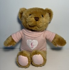 Ralph Lauren Romance Bear Pink Sweater White Heart Polo Logo Plush Stuffed