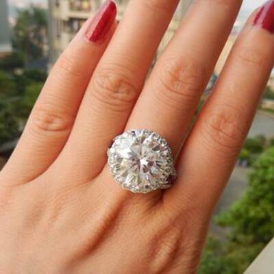 Bague De Fiançailles En Moissanite 2,15 Carats - Or Blanc 14k, Coupe Ronde, Taille Personnalisable