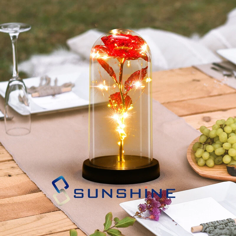 Forever Galaxy Rosa Flor Romántica Eterna Regalo En Cúpula de Vidrio Luz LED para Ella Foto 4 de 4