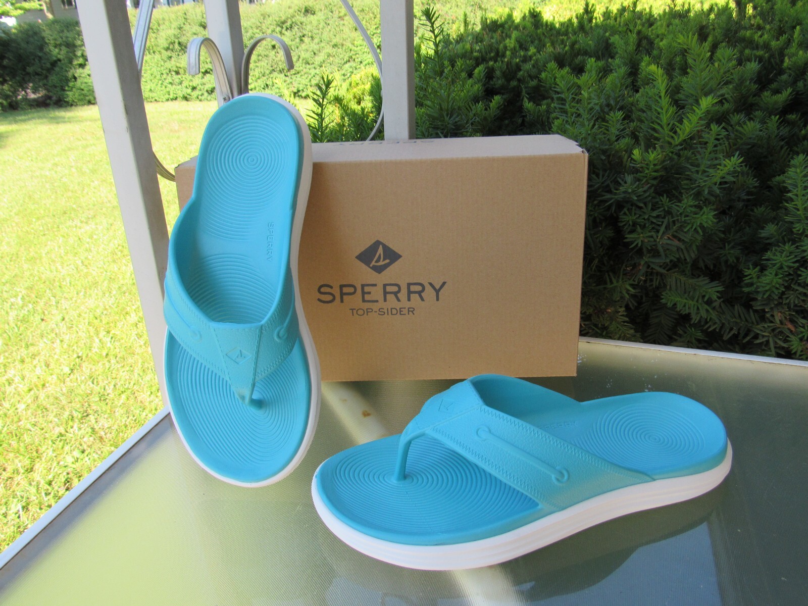 Мужские легкие пляжные шлепанцы Sperry Top-Sider синего цвета не пропускающие воду размер 11 7190₽