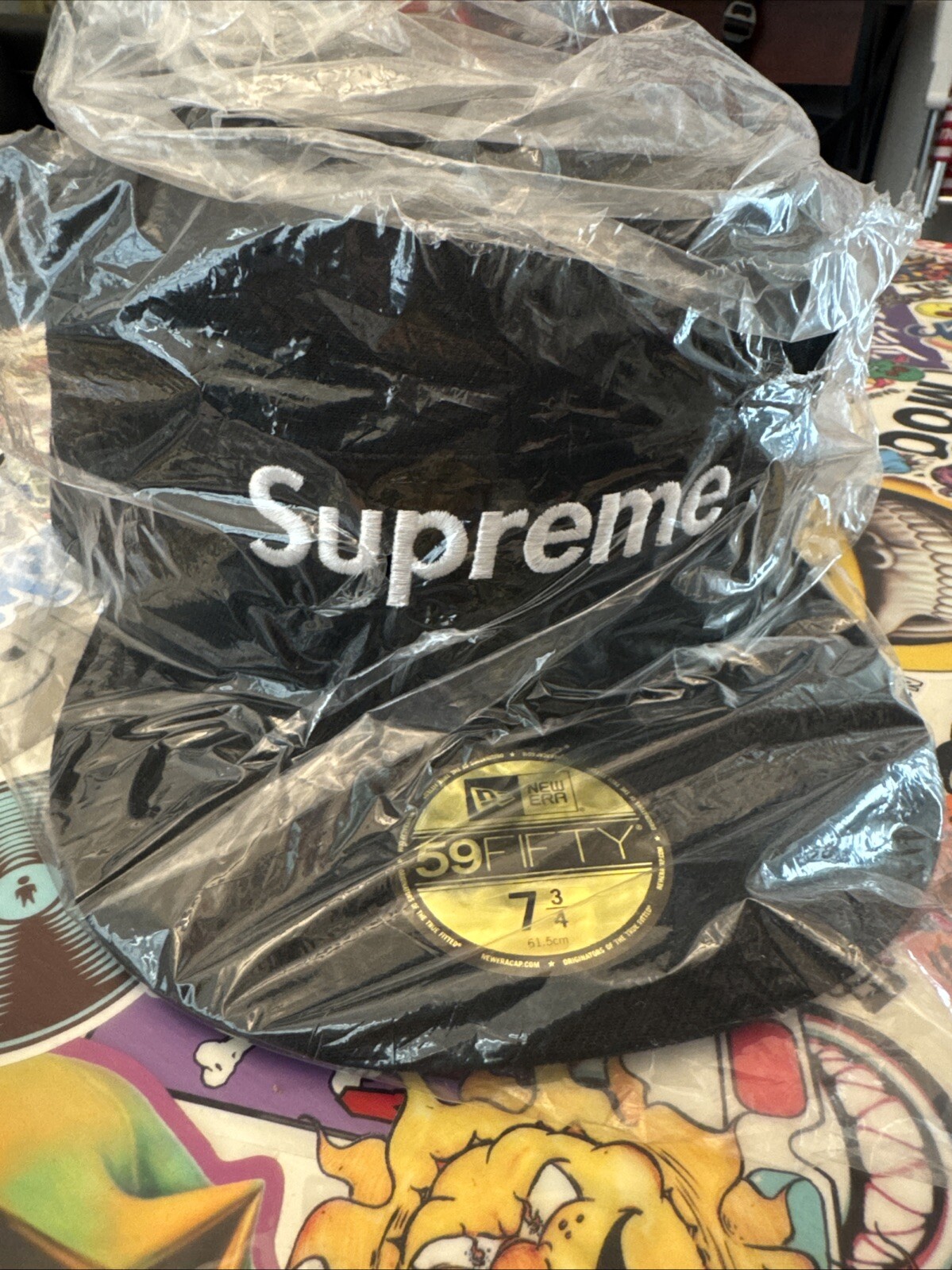 Supreme Champions Box Logo New Era Black Cap Hat 7 3/4 BRAND NEW!!!