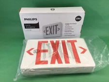 Philips PVERWEM Emergency LED Exit Sign Red Letter White Sign.