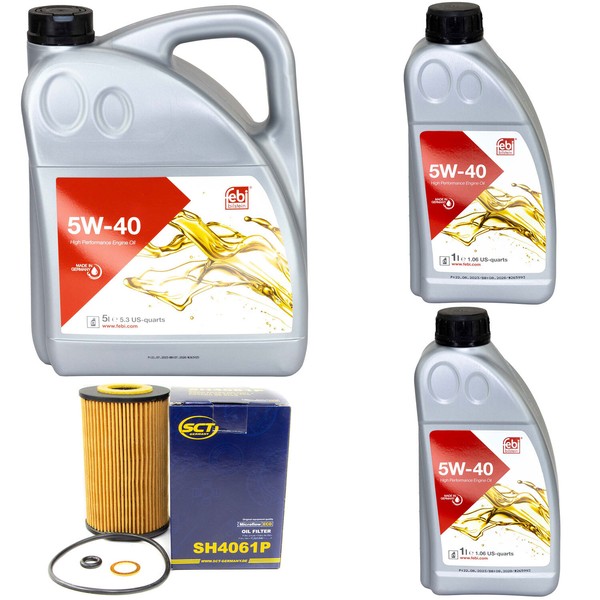 MotoröL Set MotoröL Febi SAE 5W-40 7 Liter + ÖLfilter FüR Renault Laguna II 2.0-image