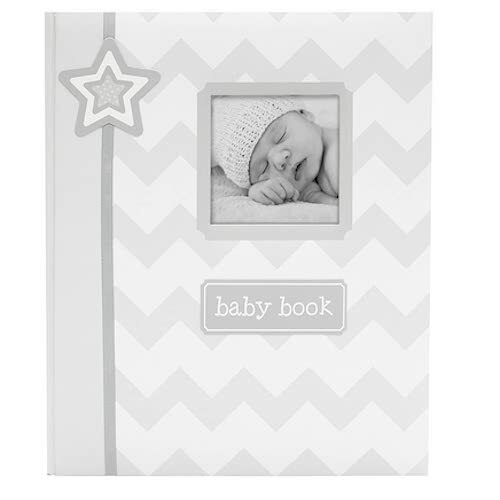 First 5 Years Baby Memory Book Gray Chevron Keepsakes Photos