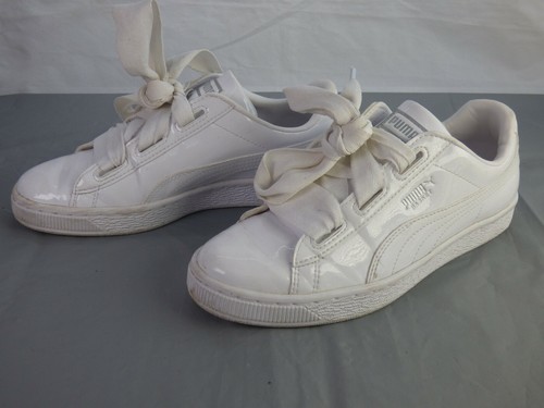 white patent puma trainers
