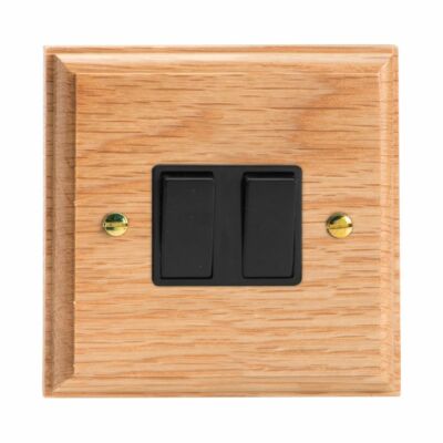 Varilight XK2OB Brennholz Holz Eiche 2 Gang 10A 1 oder 2 Wege Wippe Lichtschalter