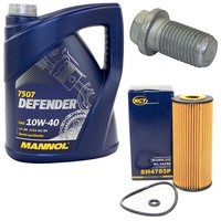 MotoröL Set 10W-40 5 Liter + ÖLfilter SH 4785 P + Schraube FüR Mercedes A-Klasse