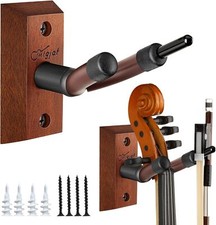 Violin Wall Mount 2 Pack, Hardwood Violin Hanger Wall Mount with Bow Holder, Vio