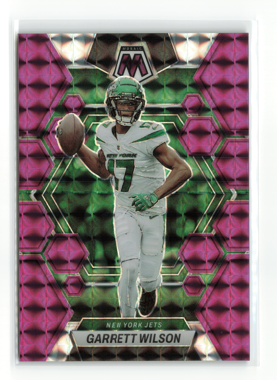 GARRETT WILSON #75 /49 2023 PANINI MOSAIC JETS PURPLE