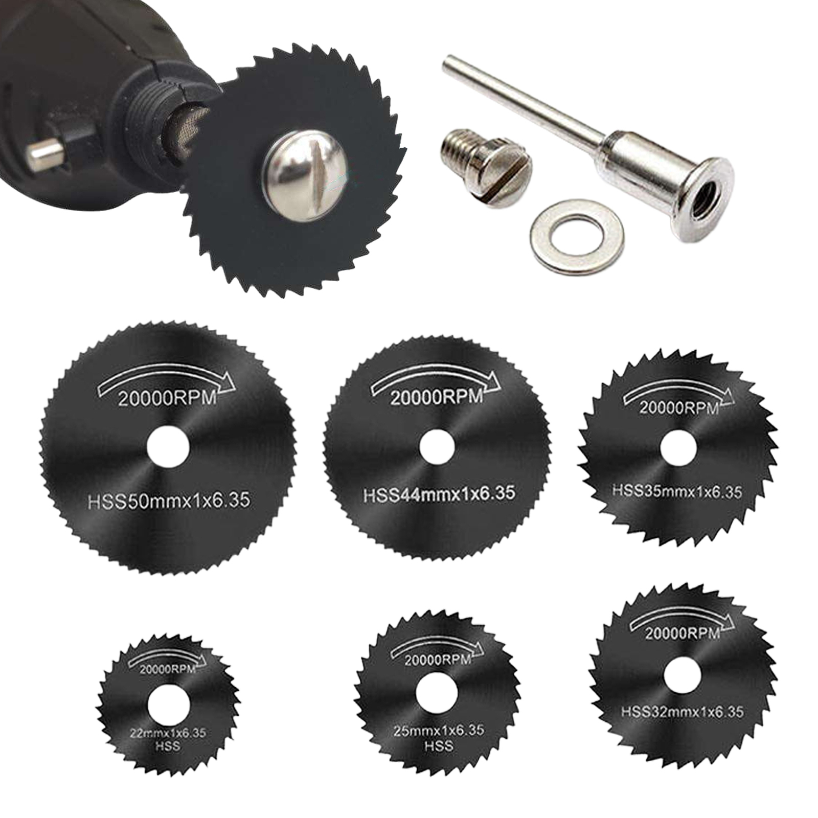 6pcs 3.17mm Rotary Tool Cutting Disc Set for Wood Metal
