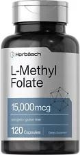 L Methylfolate 15000 mcg | 120 Capsules | 15mg L Methyl Folate | by Horbaach