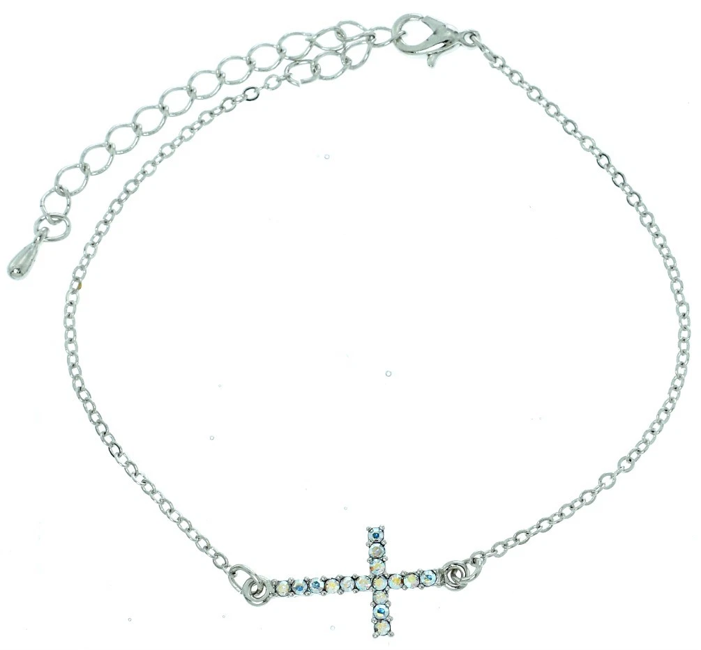 Cross Bracelet Made With Swarovski Crystal AB Christianity