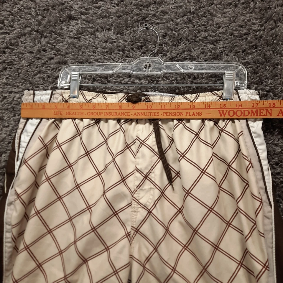 Burnside Board Shorts Men Large Brown Check Tie Front Swimwear - Image 2 of 4