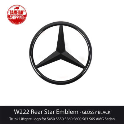 FOR MB W222 S Gloss Black Star Trunk Emblem AMG S63 S65 S550 Rear Badge