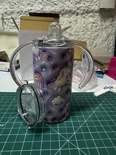 Custom Kids Unicorn 12oz 2 in 1 Stainless Steel Dual Lid Sippy Cup