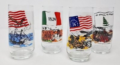 Heritage Flag Coca Cola Glasses DON'T TREAD ON ME  Set Of 4, 6'' 1974-76