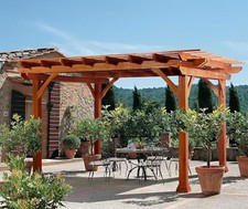 12'x10' Wood Gazebo on Clearance Wooden Pergola Solid Structure Outdoor Pergola