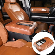 For Toyota Tundra 2007-21 Brown Center Console Armrest Box Trim Cover Leather