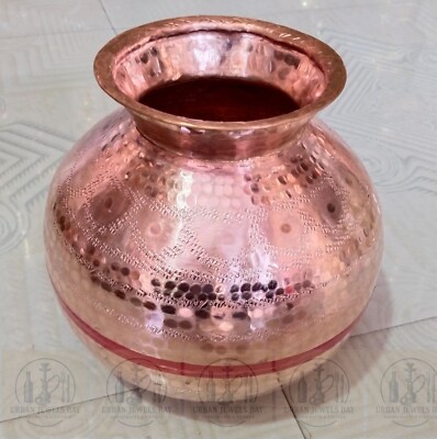 Handmade Copper Lota Kalash Pot Indian Water Vessel Ayurveda Health & Home Decor