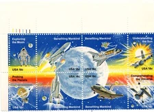US Stamp Scott #1919a, 18c, Space Achievement, Plate Block of 8, MNH