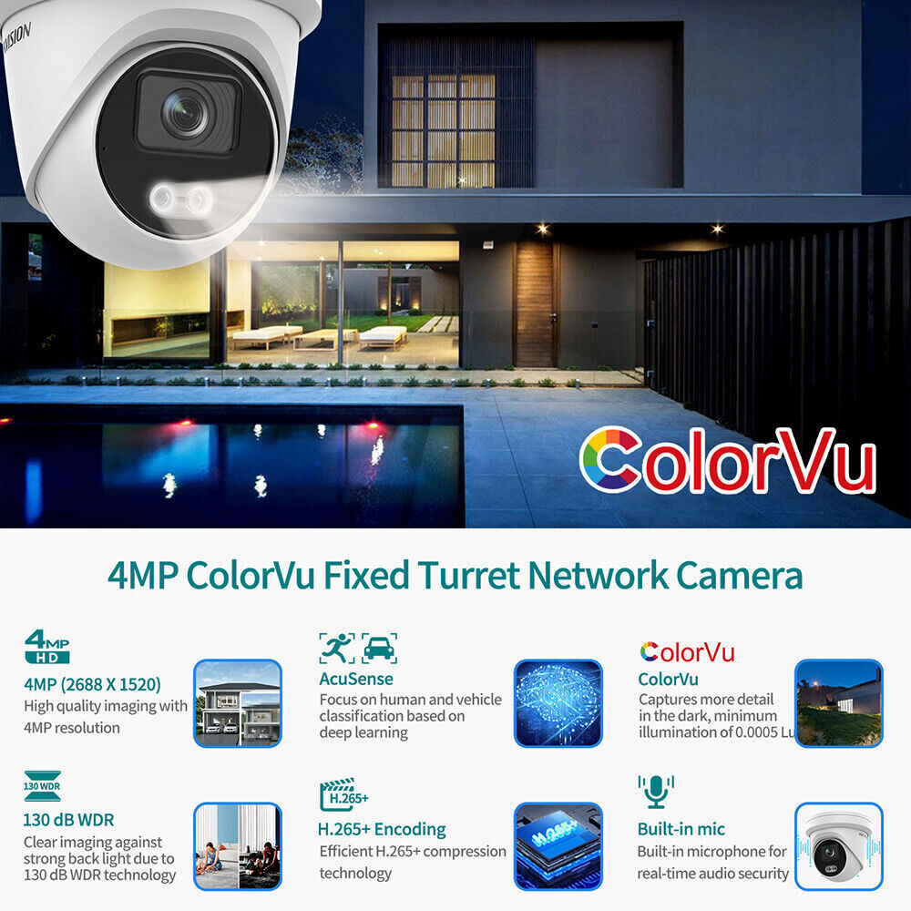 Buy Hikvision Acusense ColorVu IP 4MP Camera DS-2CD2347G2-LU Mic PoE ...