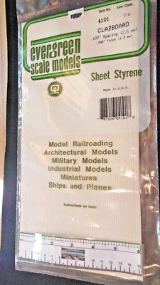 Evergreen Scale Models #4101 Clapboard Styrene Sheet, .100'' spacing, pkg. 1
