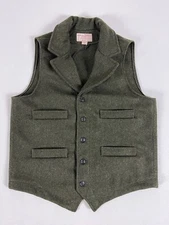 FILSON MACKINAW WOOL WESTERN VEST FOREST GREEN L NWT