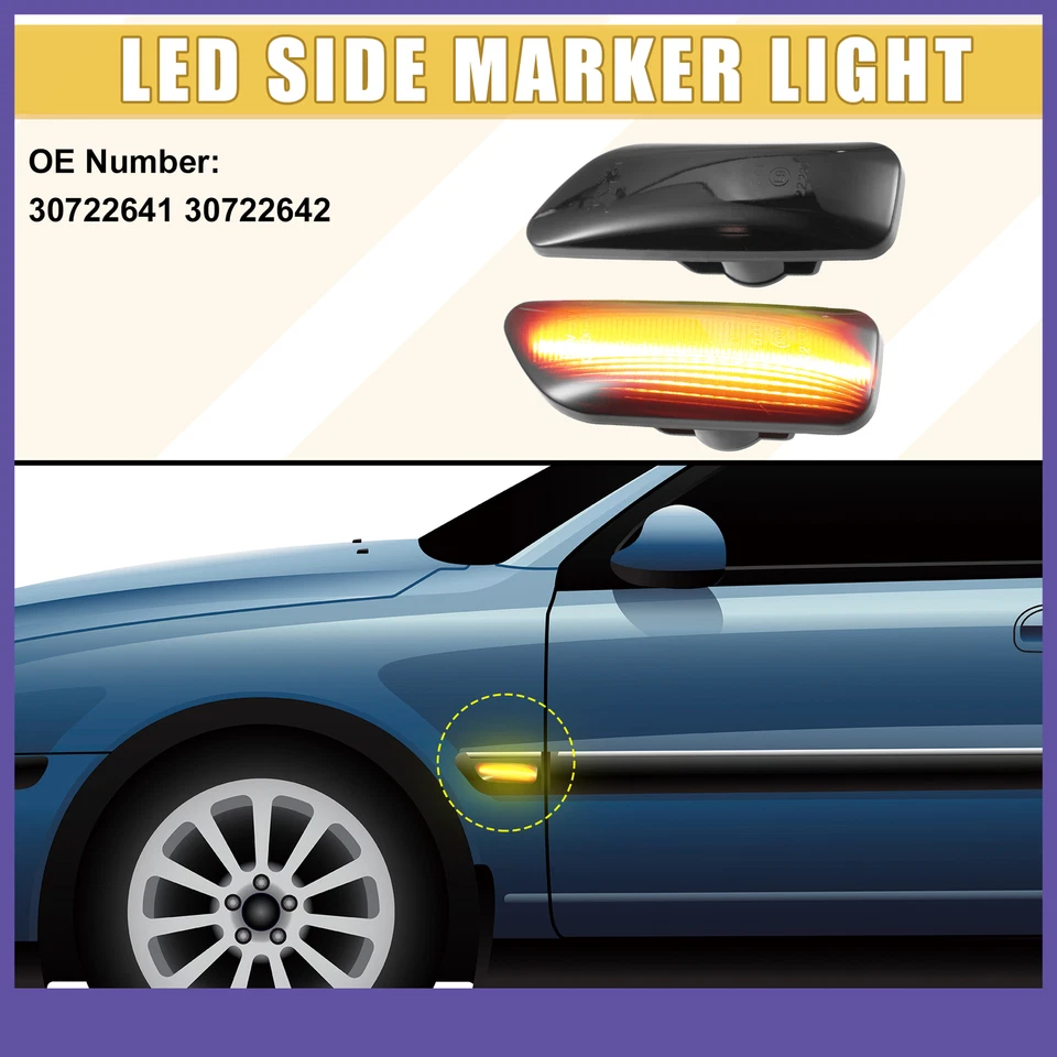 Luz indicadora lateral LED 30722641 luzes de seta lâmpadas marcadoras laterais para Volvo S60 - Imagem 2 de 4