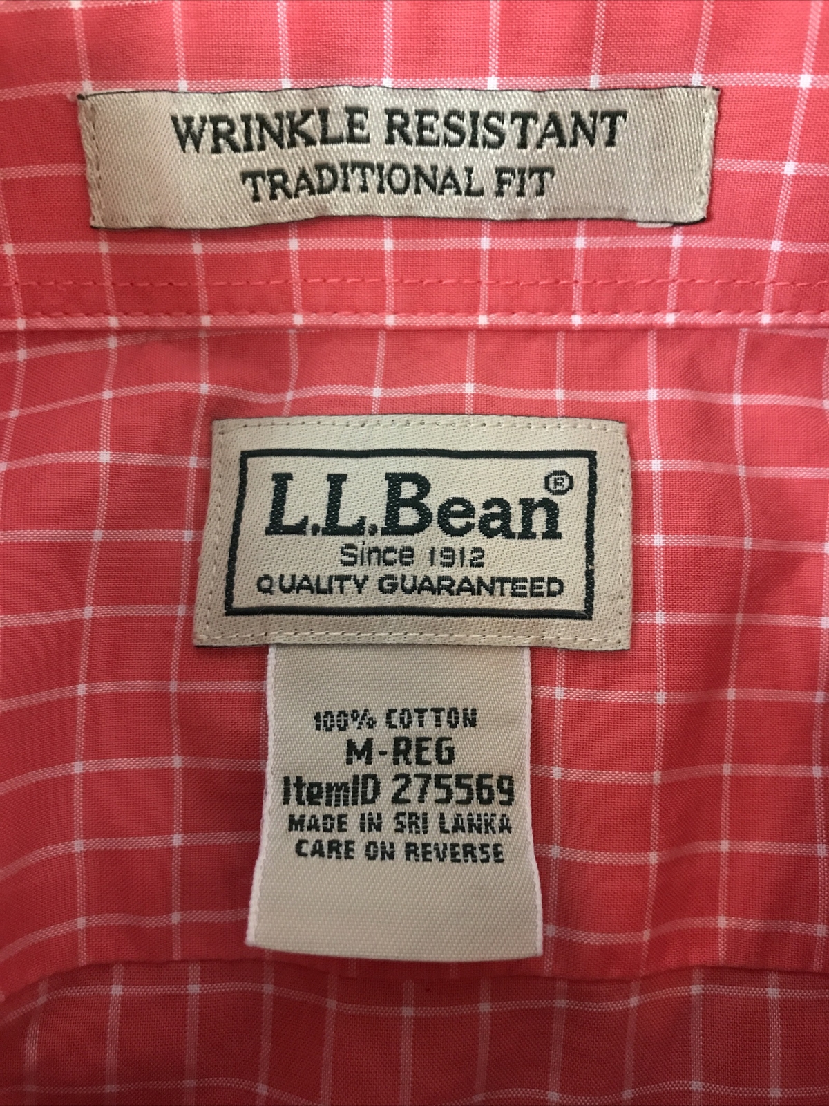 L. L. Bean Men's Wrinkle Resistant Traditional Fit Long Sleeve Shirt Size M-Reg